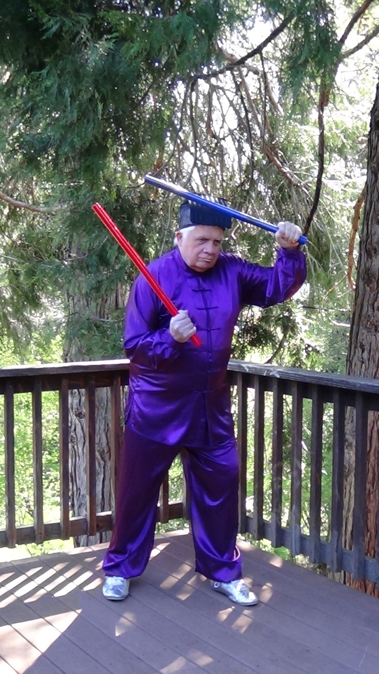 purple silks red blue batons