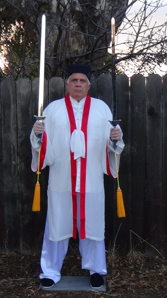 White Red Pisha with swords